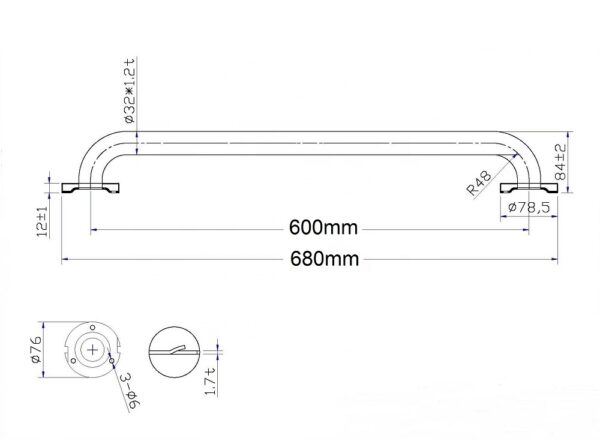 Factory direct sales Toilet safety grab bar for shower stainless steel grab bar bathroom grab bar - Billede 6