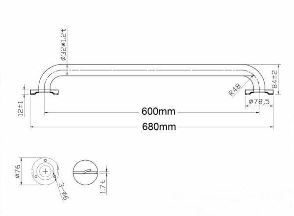 304 Stainless Steel Satin Finish Bathroom Handicap Handrail for Disabled - Image 6