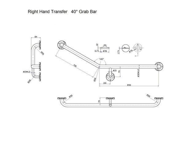 L Shape Safety Grab Bars for Hotel Bathroom - Billede 6