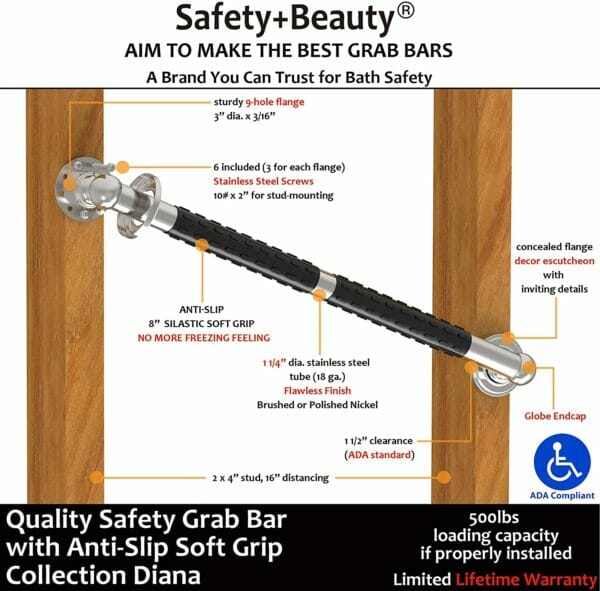 toilet roll holder with grab rail and plastic grab handle with easy grab tube - immagine 6