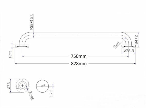 Removable outdoor door handle black stainless steel stair grab bar shower grab bar – Bild 6