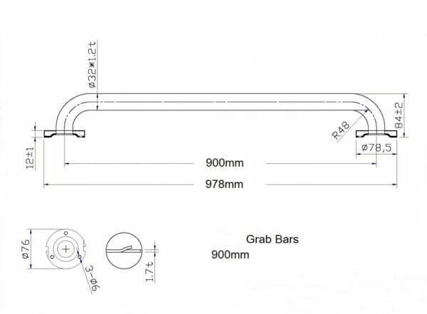 OEM Stainless Steel White Safety Straight Grab Bars for School - immagine 4