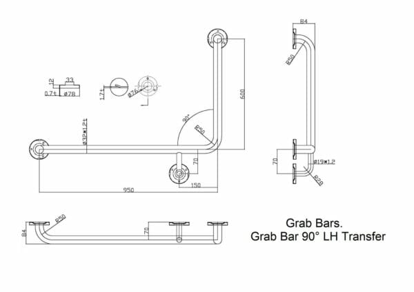 Angle Grab Bar L-Shaped Strong Stainless Steel Grab Bars with Good Quality - Image 4