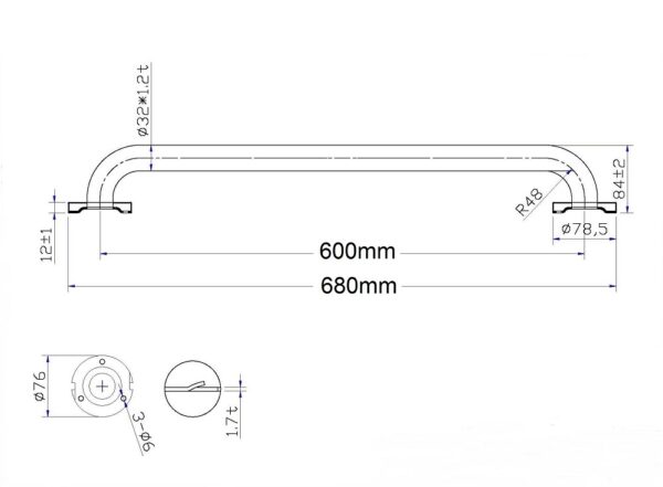 White Powder Coating Bathroom Safety Grab Bar for Disabled - Image 6